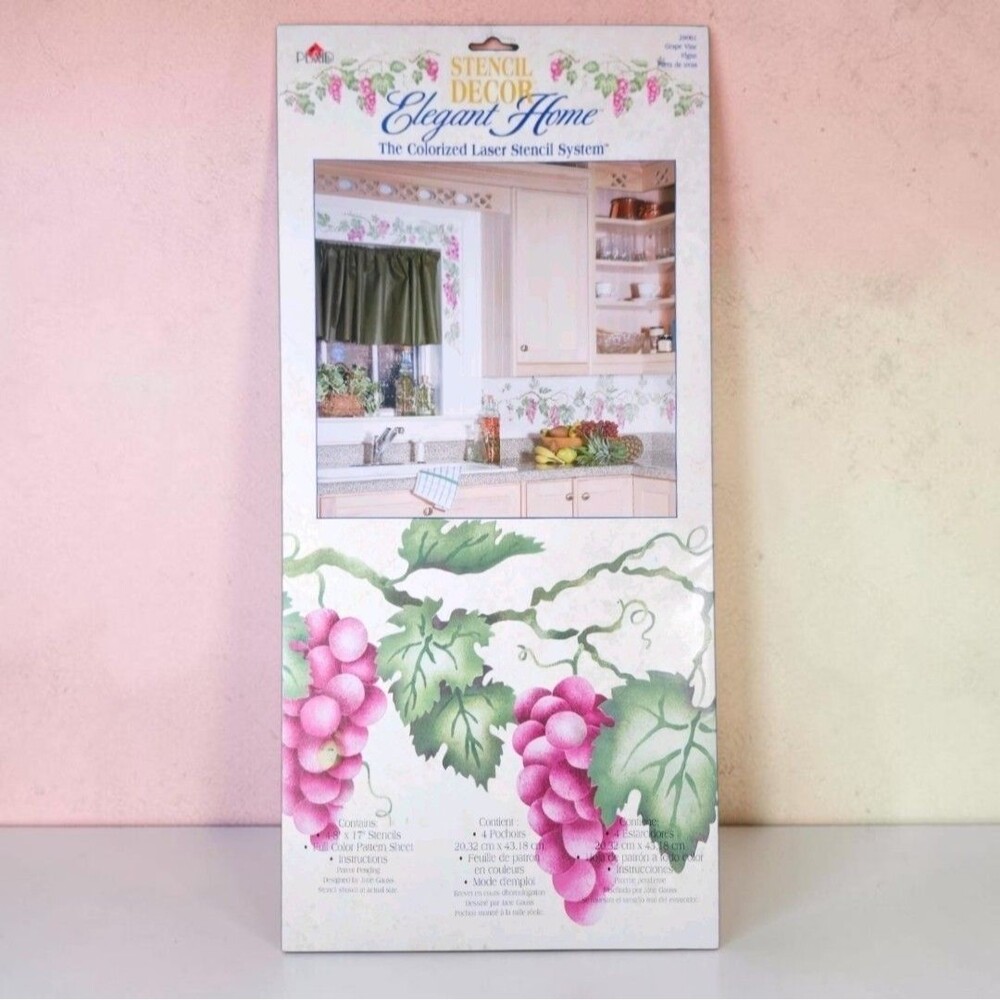 Vintage 1996 Plaid Elegant Home Grapevine Stencil 29001 Tuscan Country Kitchen